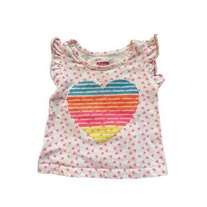 Swiggles Baby Girl 12M Ruffle Sleeve Top Pink Hearts Heart Decal Valentine's Day